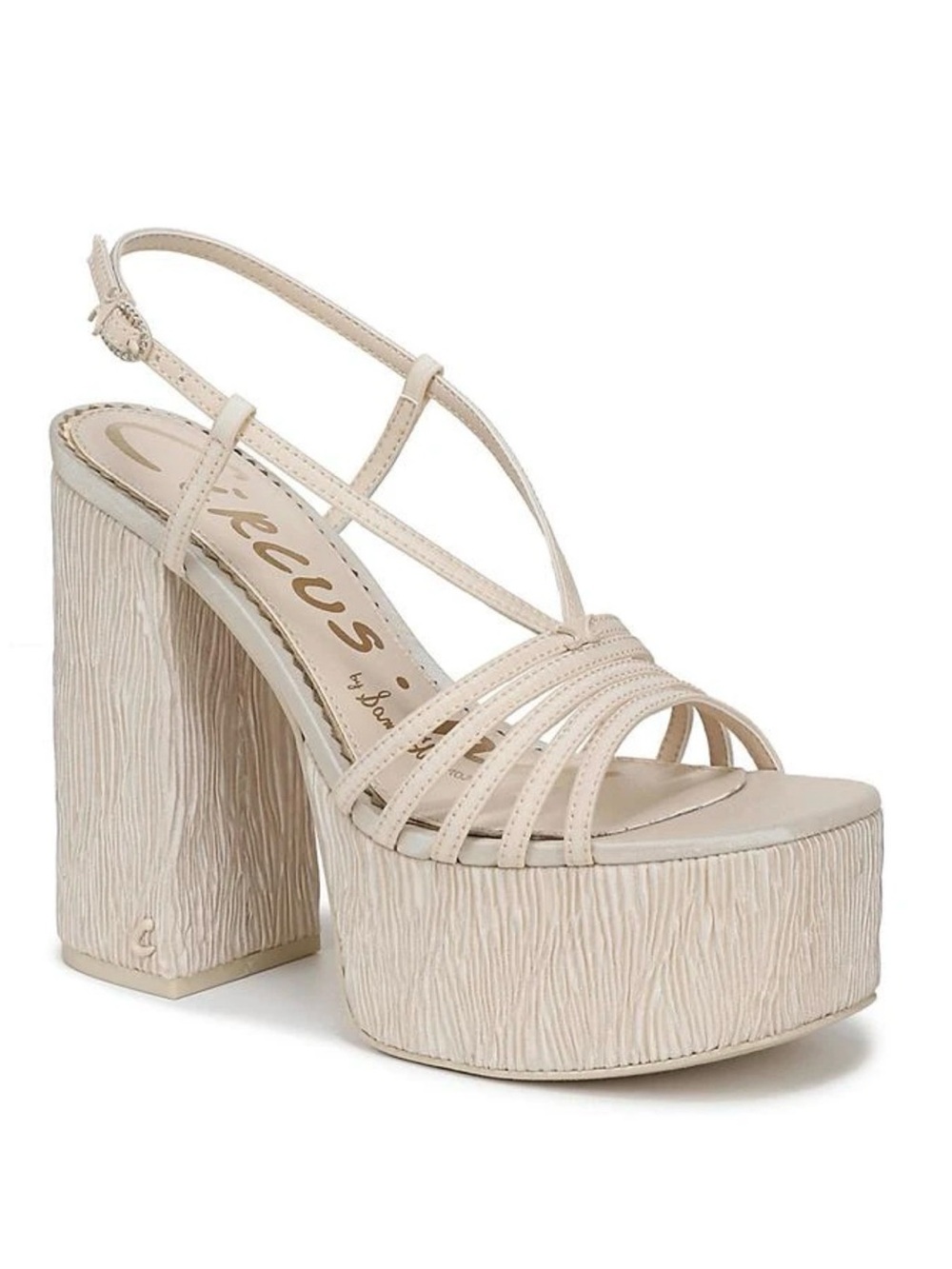 Circus by Sam Edelman Beige Textured Platform Strappy Sandal